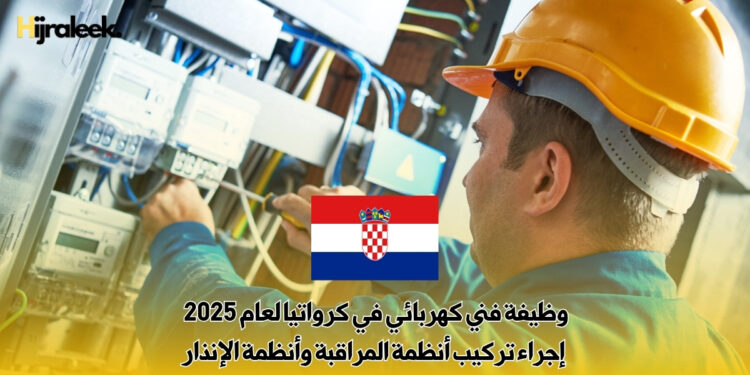 وظيفة فني كهربائي في كرواتيا لعام 2025 : إجراء تركيب أنظمة المراقبة وأنظمة الإنذار