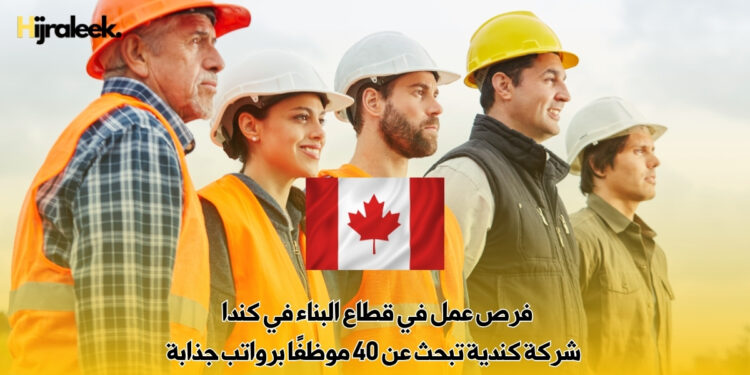فرص عمل في قطاع البناء في كندا  – شركة كندية تبحث عن 40 موظفًا برواتب جذابة